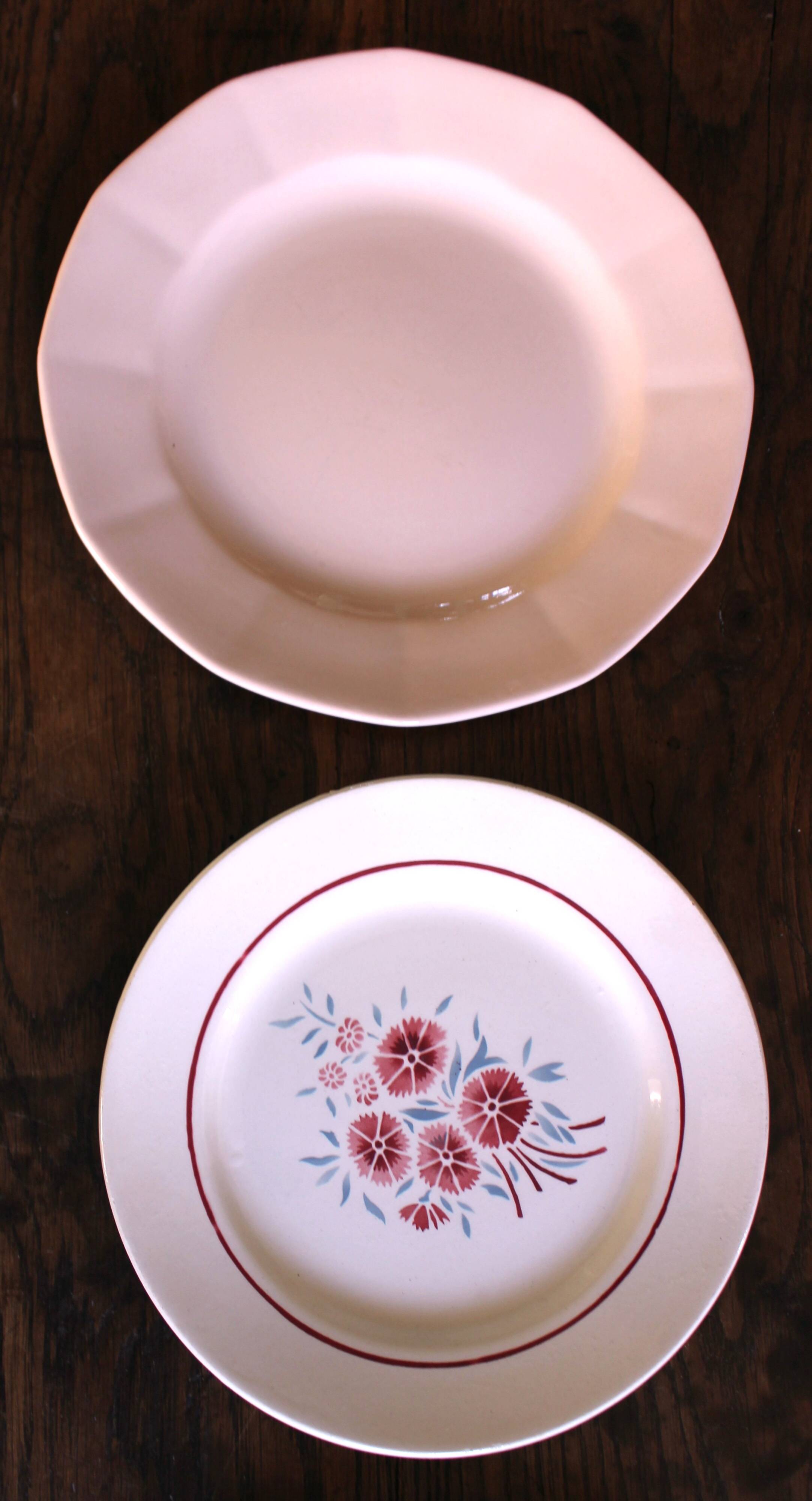 8 small paired plates Badonviller Saint Amand Rose Luzin Digoin Sarreg