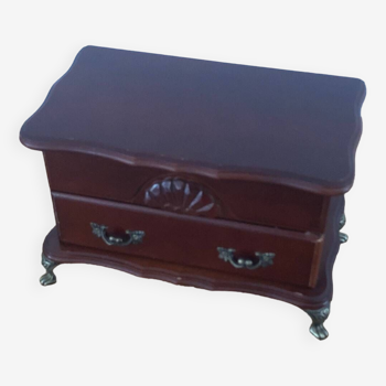 Mahogany jewelry box with mirror and drawer