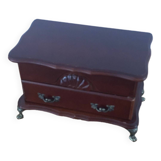 Mahogany jewelry box with mirror and drawer