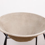 Danish armchair in Leather, Steel and Teak, Balloon model by Hans Olsen 1960.