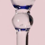 Cobalt blue patterned stem glass and frosted glass, 10x24cm