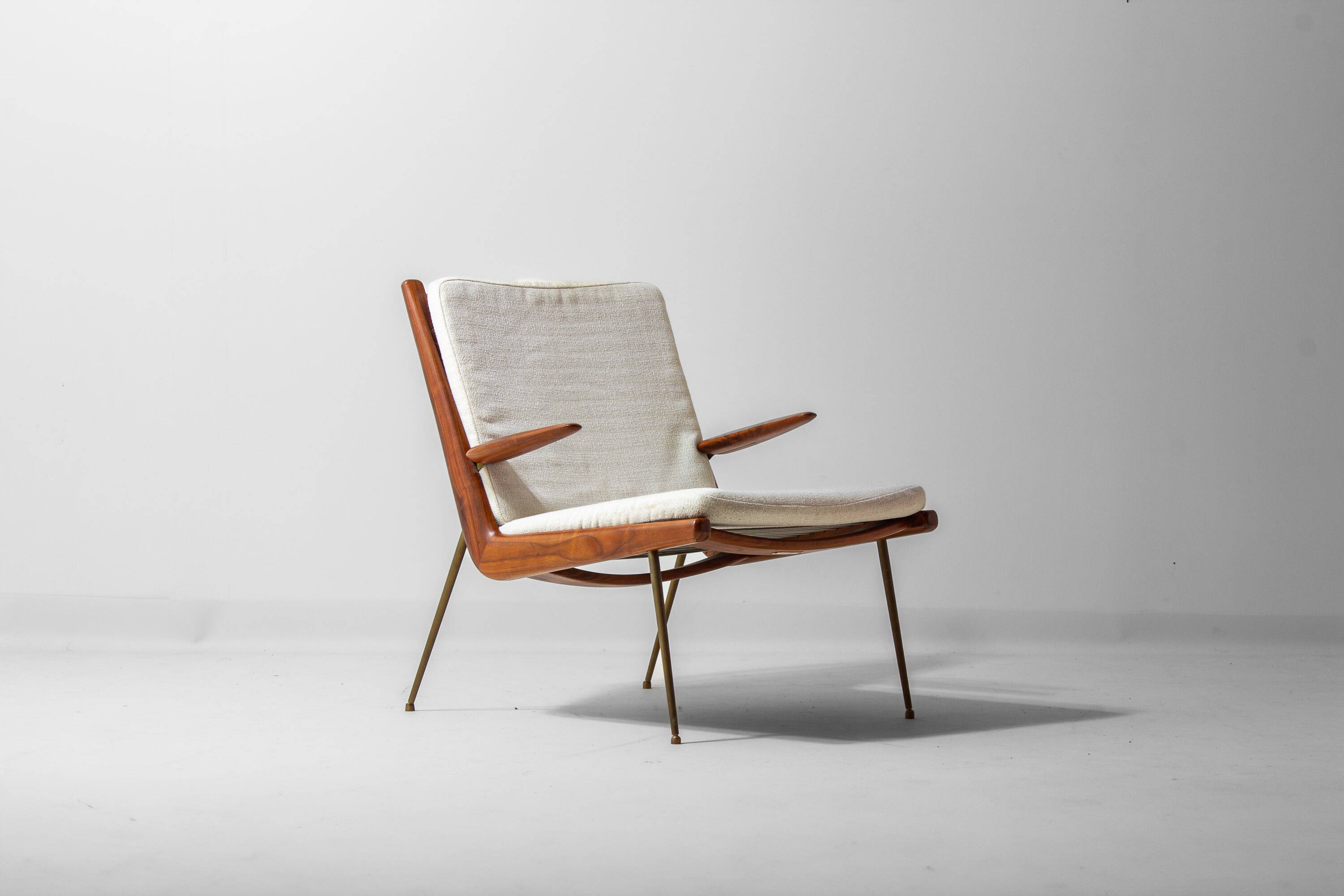 Minimalist 'Boomerang' lounge chair by Peter Hvidt & Orla Møgaard, Denmark