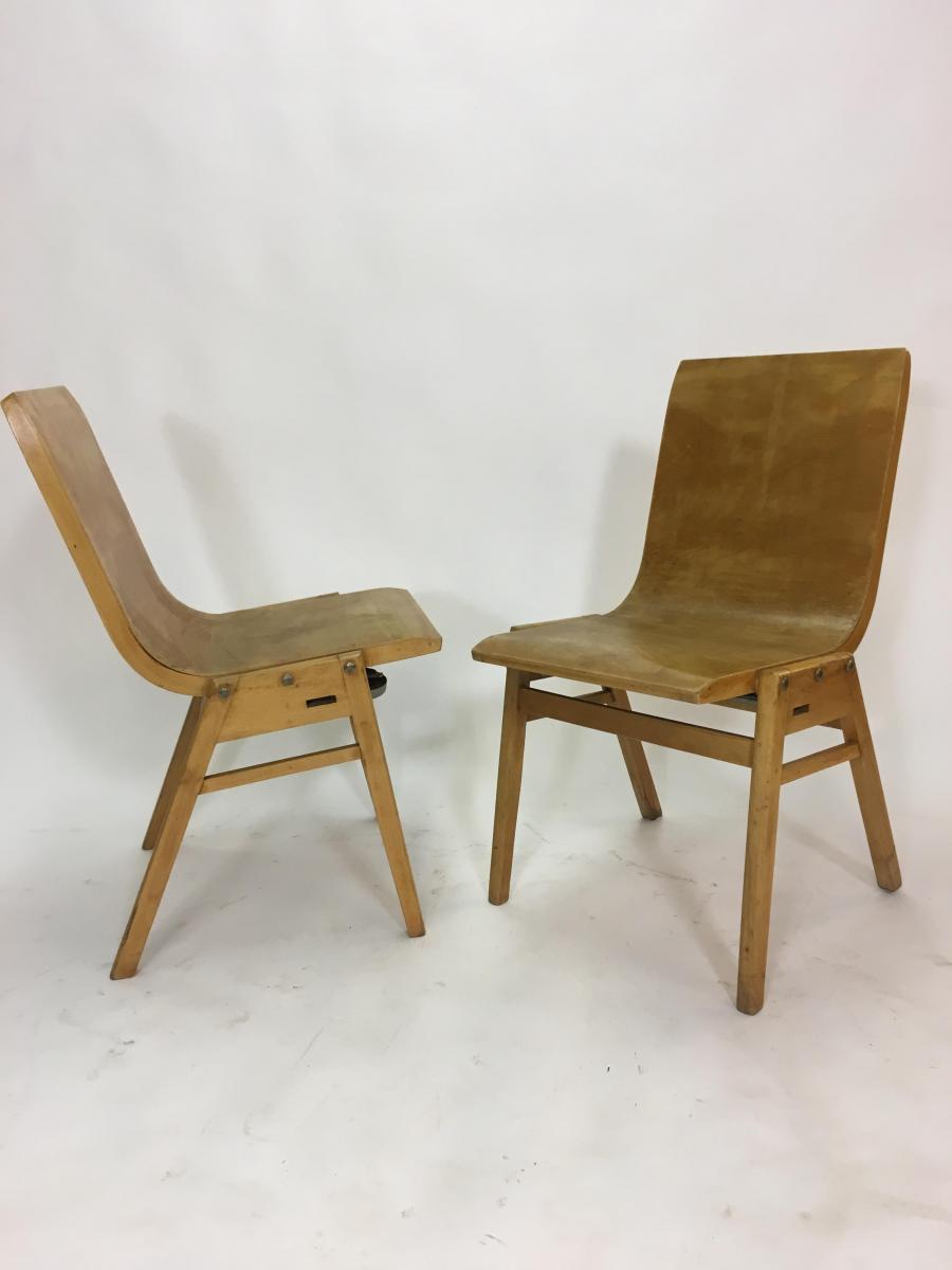Pair of vintage by Roland Rainer plywood chairs