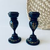 Pair of wooden Ukrainian candlesticks