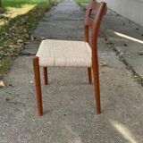 Set of 6 Mid-Century chairs model 84 Niels O. Møller in brown wood and paper cord.