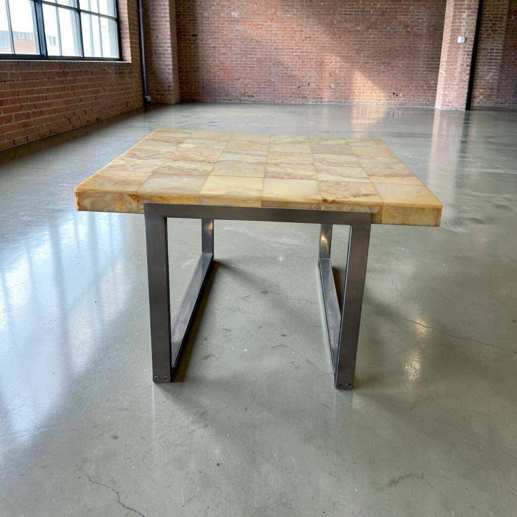 Vintage chrome square coffee table