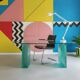 Vintage glass desk / contemporary design desk
