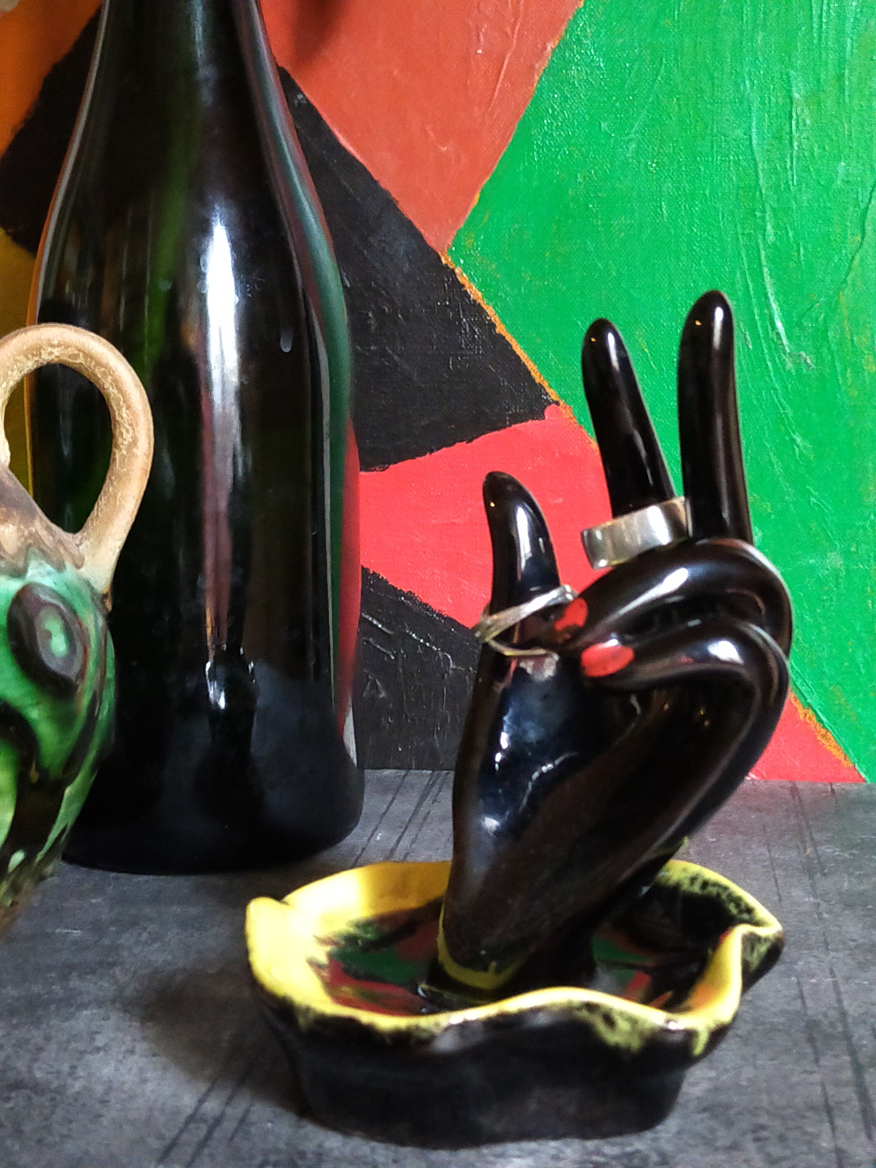 Hand ceramic baguier by Luc Vallauris 1950s