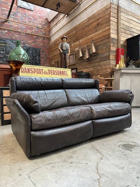 Ensemble de salon en cuir années 80