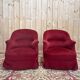 Paire de fauteuils crapauds en velours rouge bordeaux - Style Napoléon III