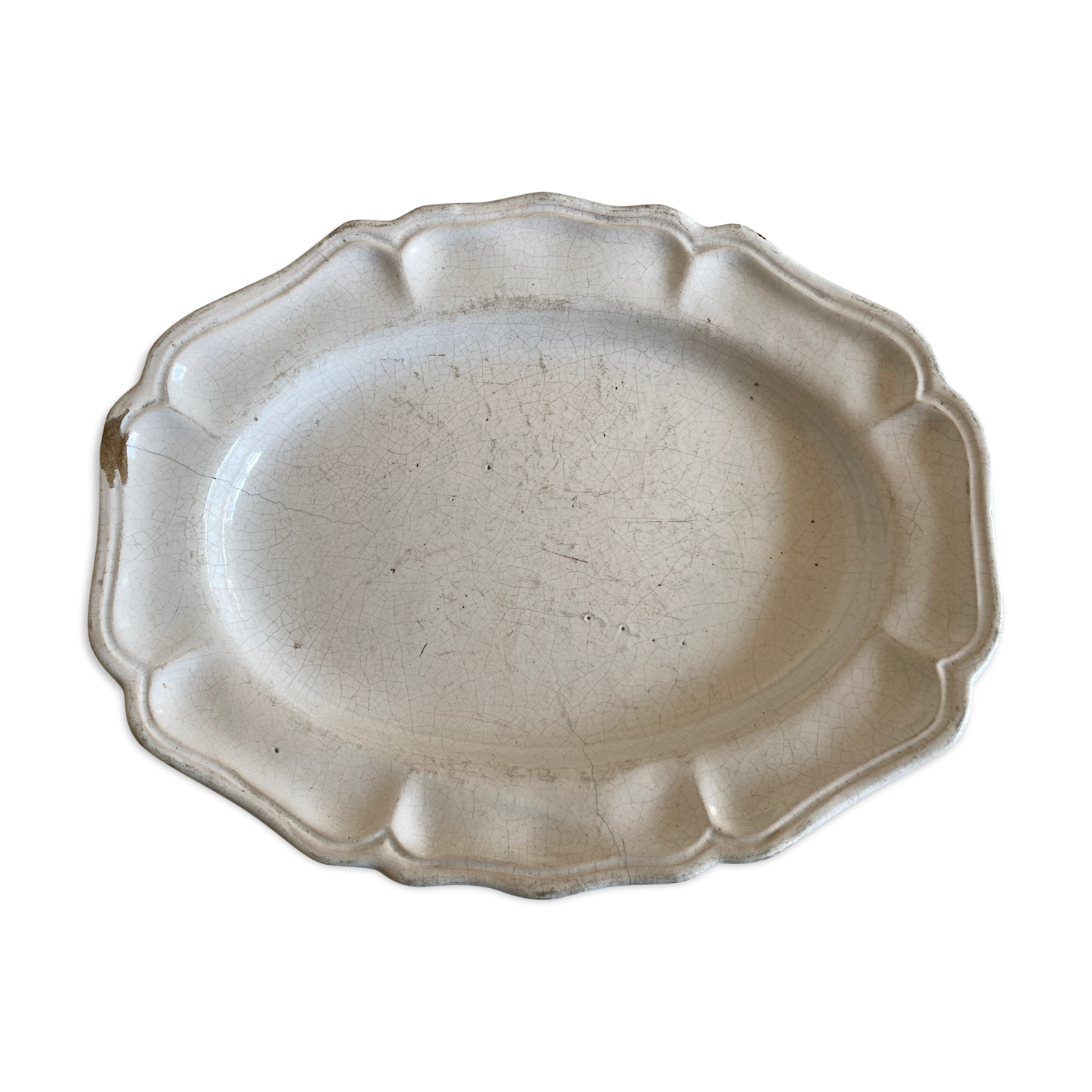 19th-day polished earth dish with godrons