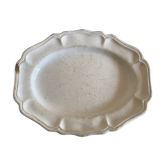 Plat de terre vernissée 19e de campagne à godrons
