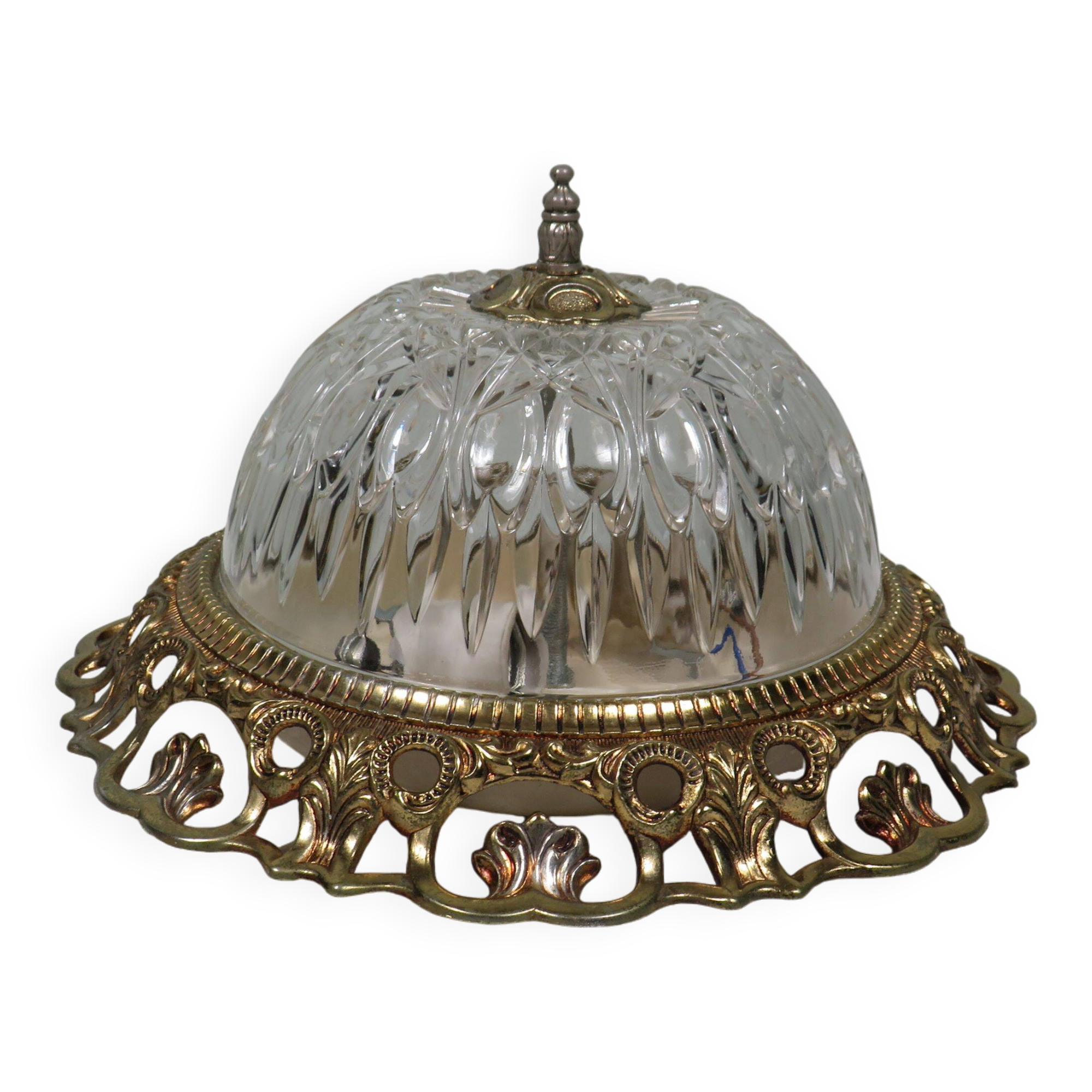 Vintage ceiling light, round, cut glass