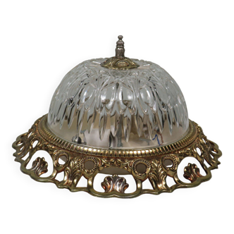 Vintage ceiling light, round, cut glass