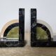 Art Deco pair of bookends in marble and green onyx – 1930s-1950s