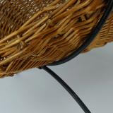 willow BASKET with black metal frame mid century 1950s fruit basket