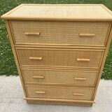 Chiffonnier commode en rotin des années 70'