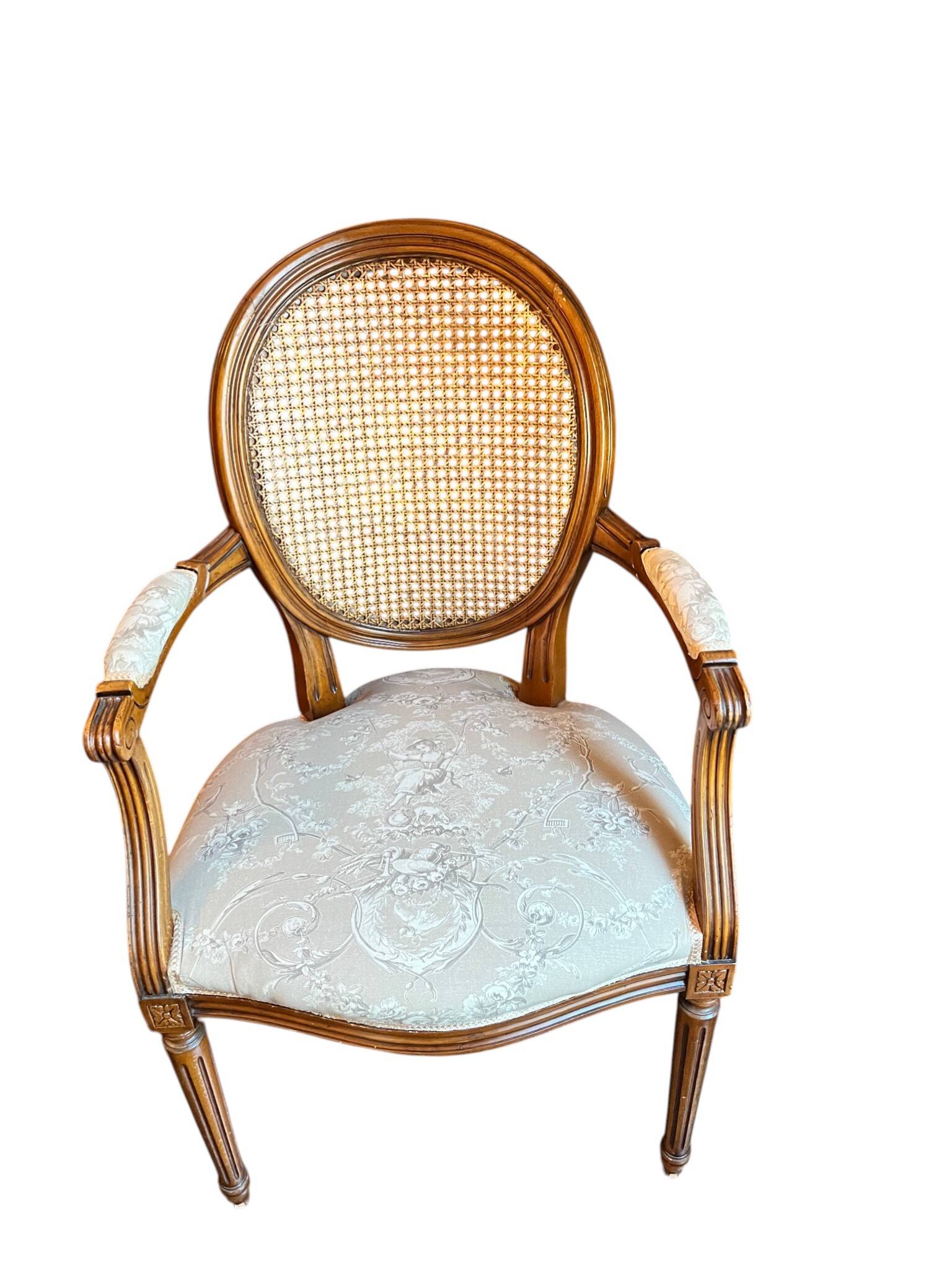 Louis XVI style medallion armchair with caning, 20th century.