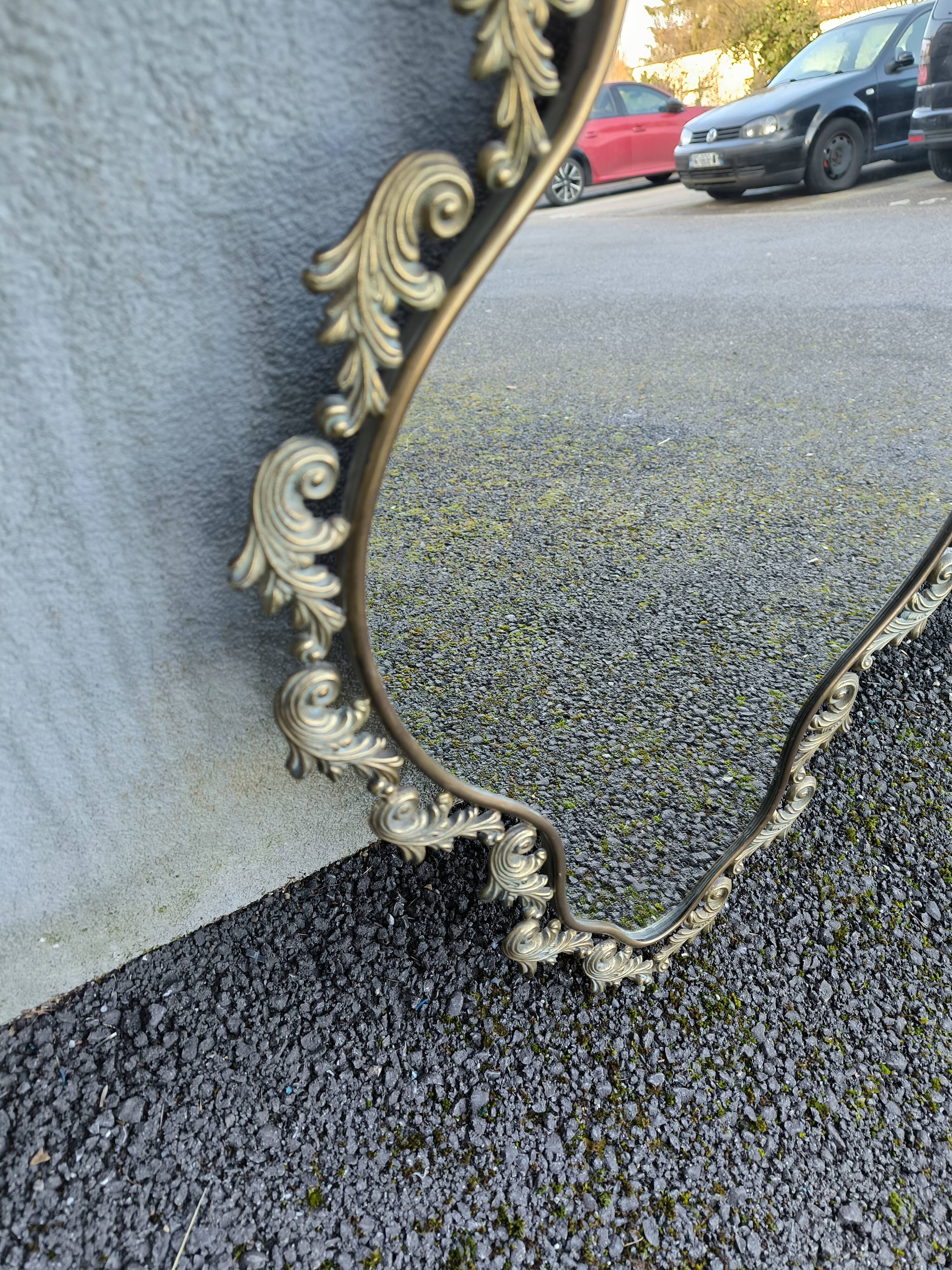 Antique brass mirror