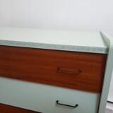 Vintage wood and blue chest of drawers