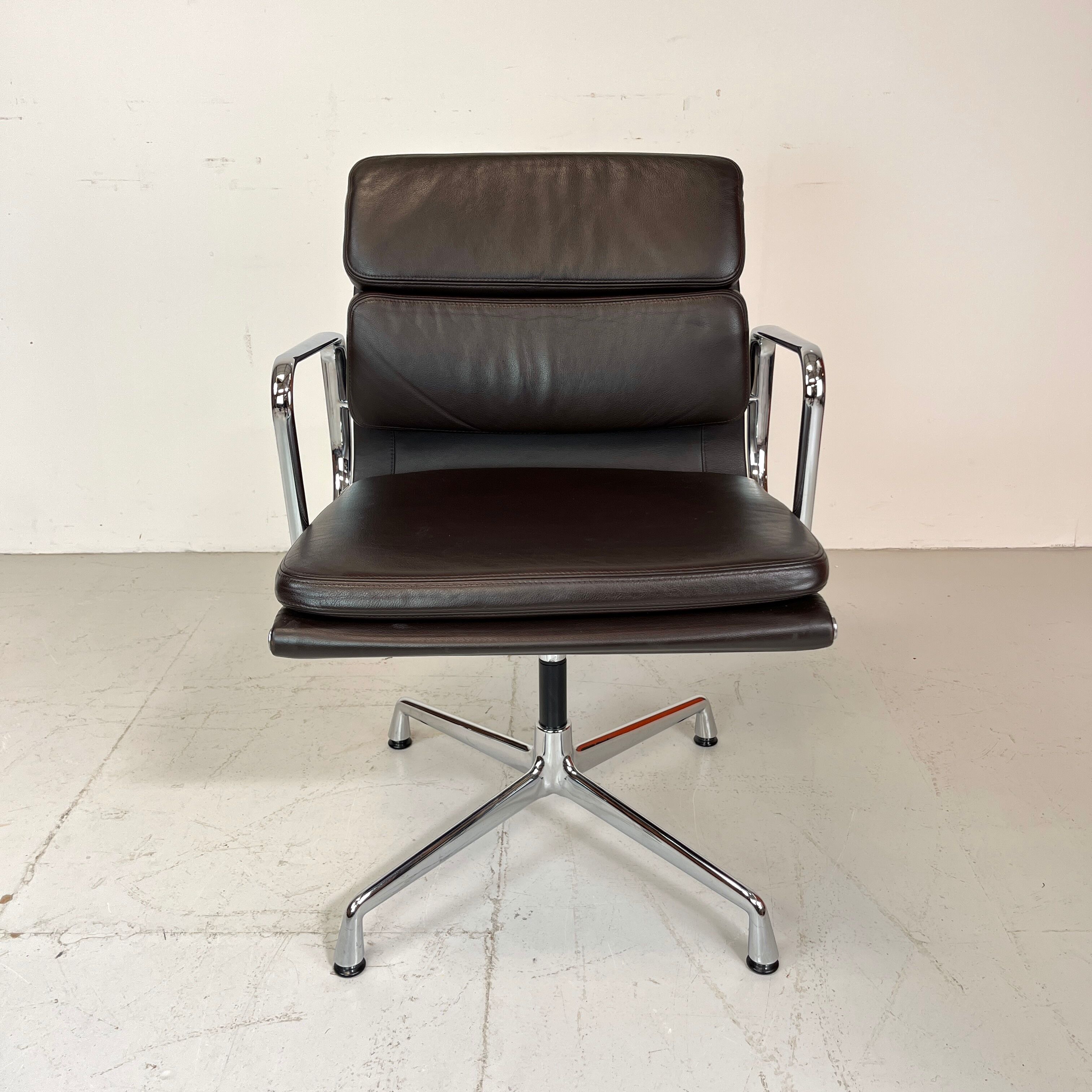 Eames Vitra for Herman Miller brown leather Soft Pad Group chair
