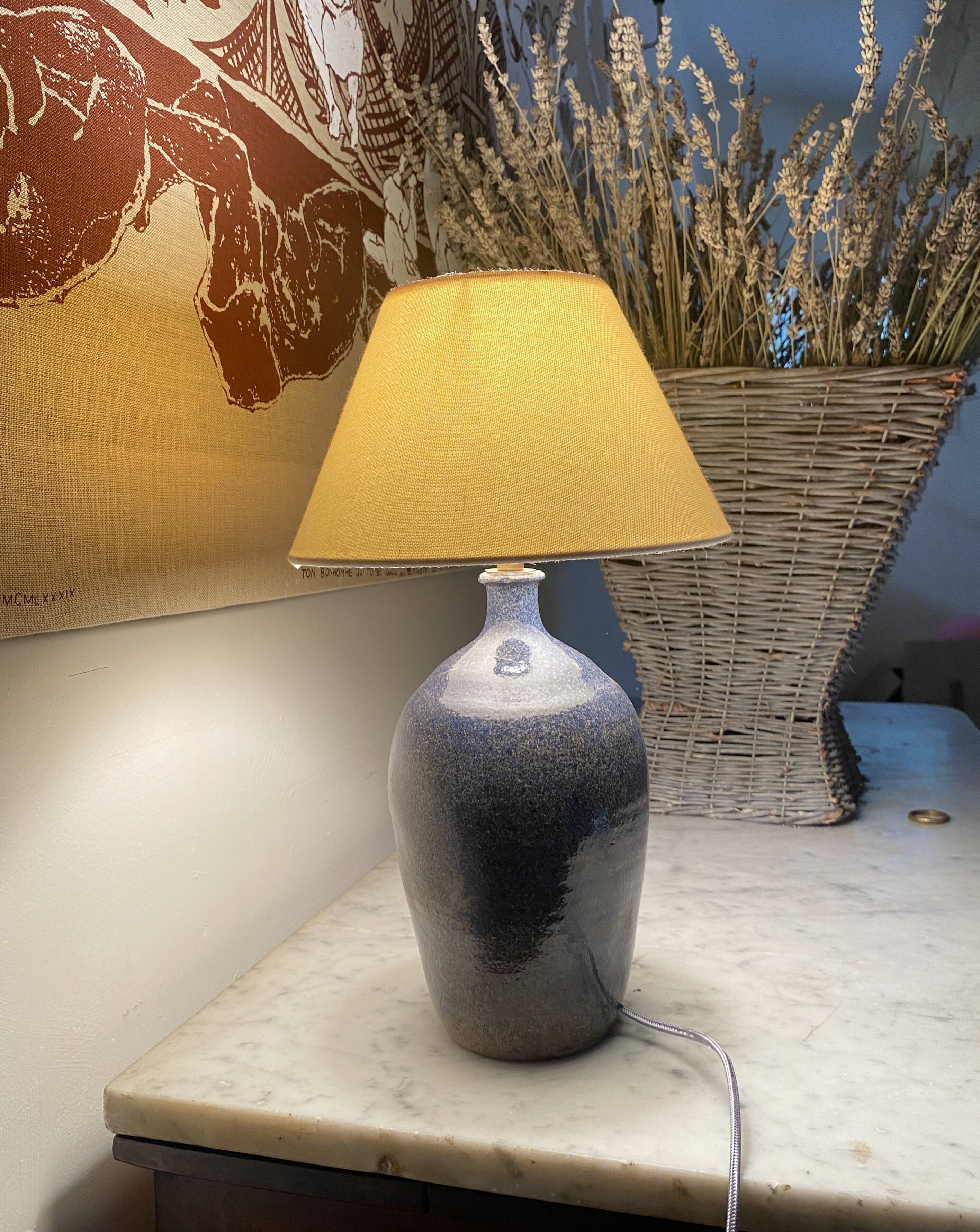 Ceramic lamp, 2 M fabric cable, cotton lampshade