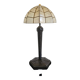 Lampe de table Art Déco tardive en bronze avec abat-jour coquille Capiz années 1950