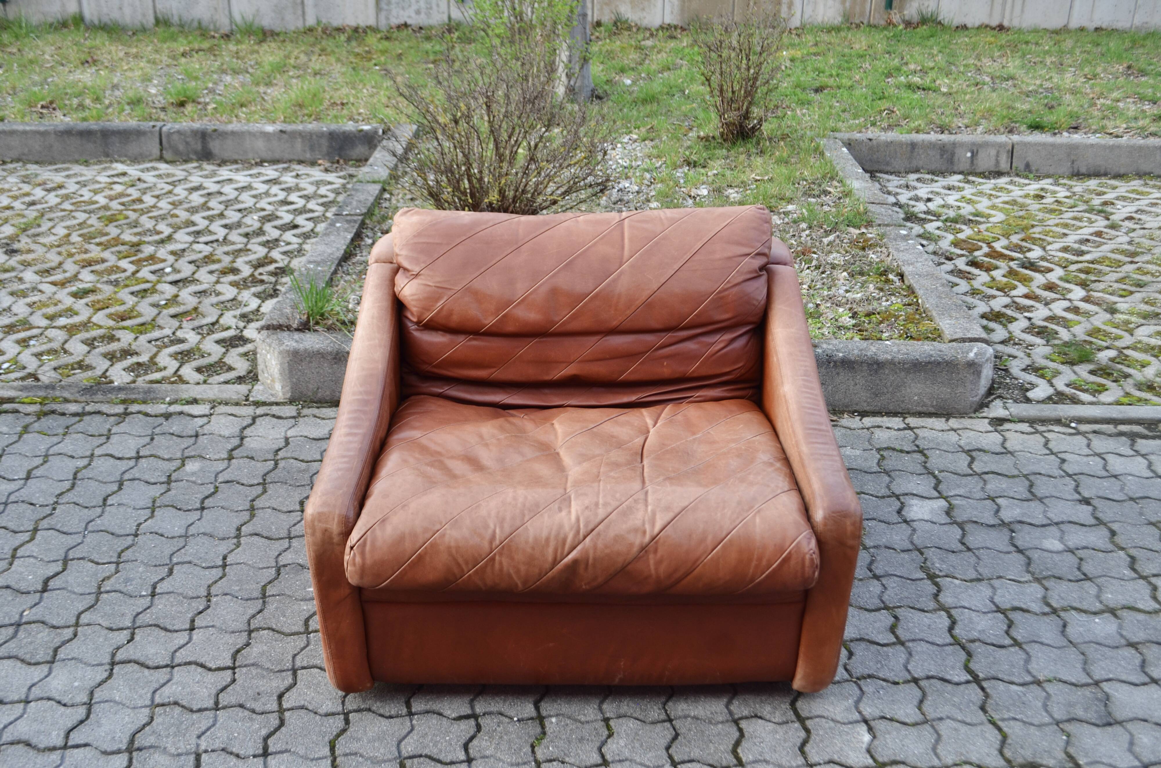 VIntage oxred leather lounge Chair Rolf Benz