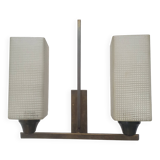Art Deco two-light wall light in brass with square glasses