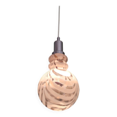 Suspension en verre de Murano fumé et spirales blanches, années 1970
