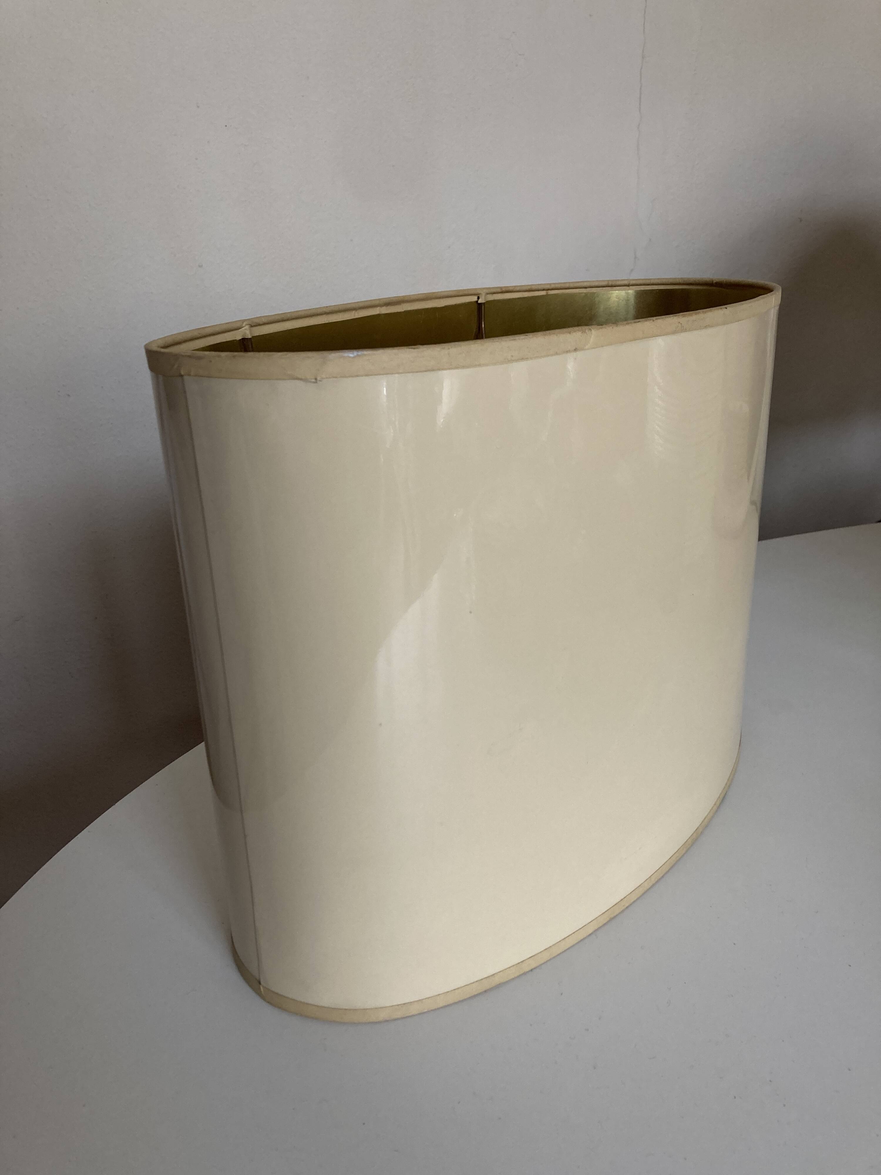 Oval lampshade hot water bottle lamp lacquered cardboard lined with gold 1970
