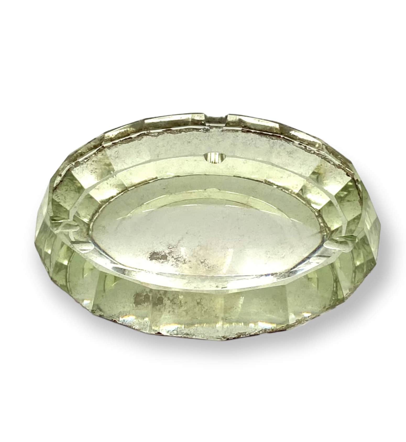 Modern mirrored crystal beveled ashtray, Italy 1940s