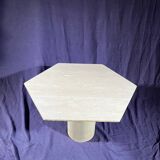 Travertine coffee table with steel base