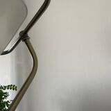 Lampe de banquier en bronze et opaline blanc Lampe notaire , Art Déco