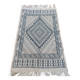 White and blue handwoven rug in natural wool