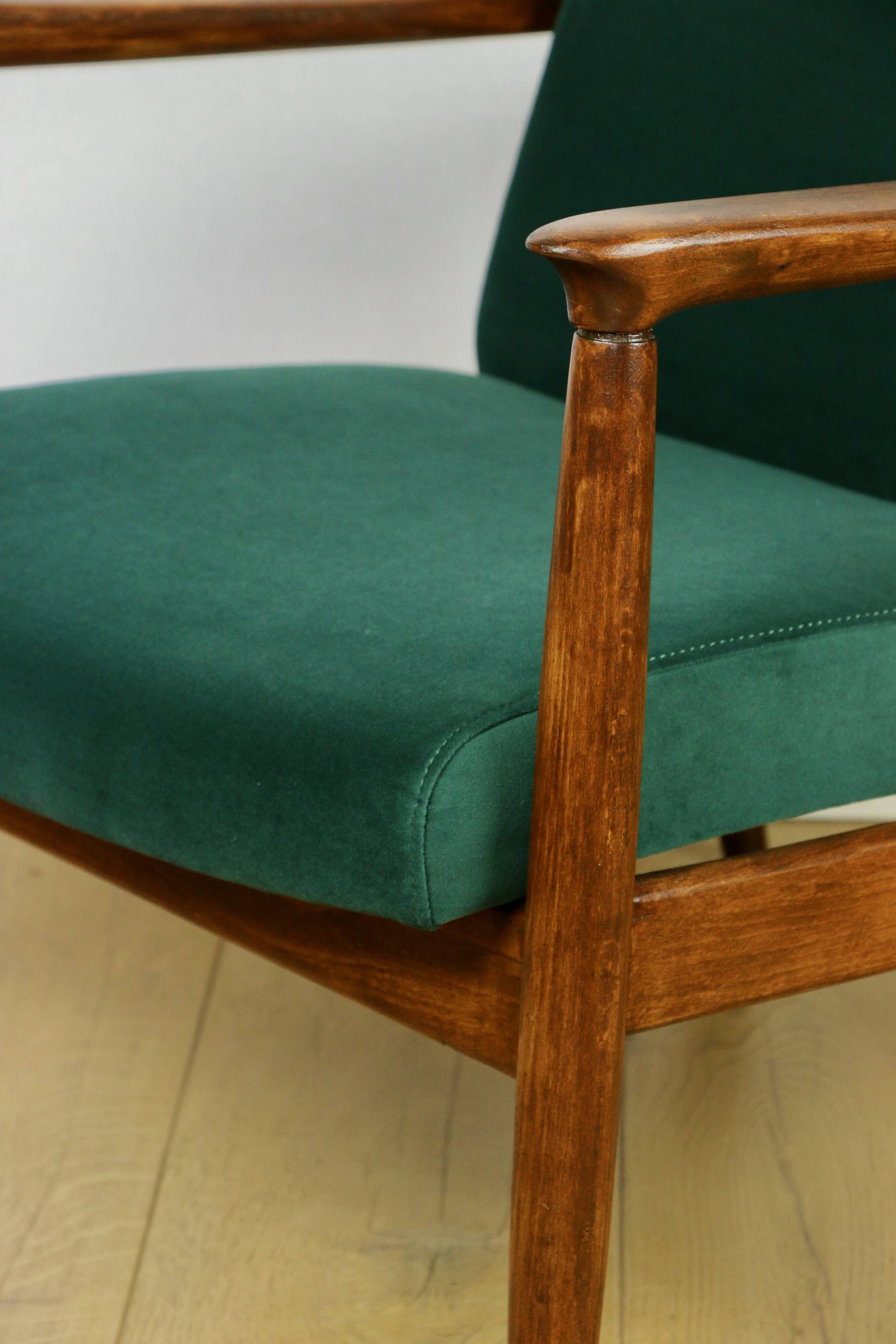 GFM-64 armchair, design by Edmund Homa from the 70s, green velvet - Jade 500 - 2 pieces available