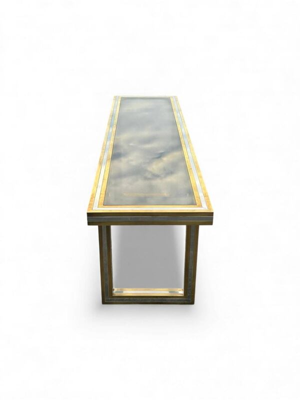Grande console en laiton et verre par Roméo Rega Italie vers 1970 - L