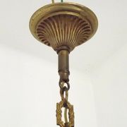 French Vintage Bronze Art Nouveau Style 3-Light 3-Sided Cage Chandelier