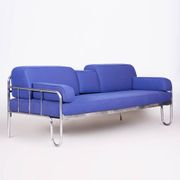 Bauhaus Sofa in Chrome-Plated Steel & New Upholstery, Czech, 1930s