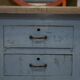 Original 1950s gray patinated 9-drawer craft cabinet