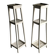 Two white vintage mid-20th century wooden plant stands, 3-tier shelves.