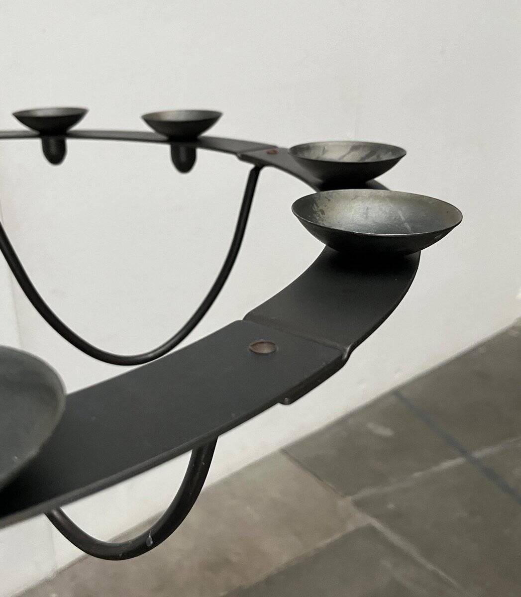 Vintage wrought iron candlestick chandelier by Ehlén Johansson for Ikea, 1990s.