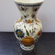 Old vase h becquet ceramic décor flowers made in belgium vintage