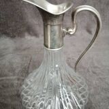 Glass and silver metal wine carafe