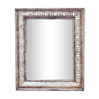 Old mercury mirror, in carved wood with silver leaf