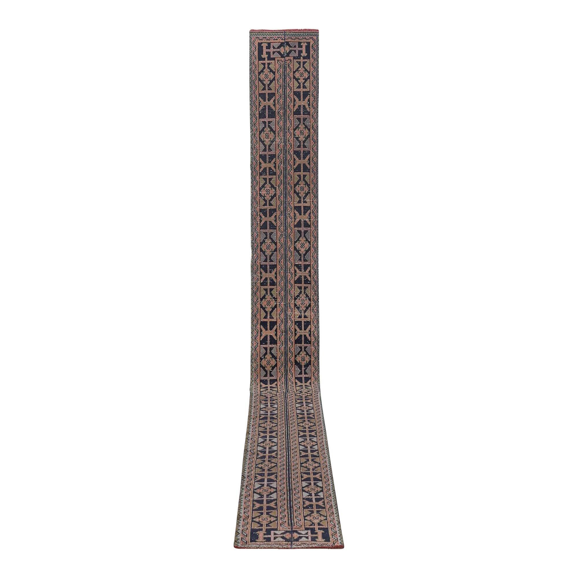 Vintage Turkish hallway rug 58x667 cm