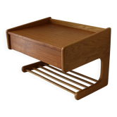 Table de chevet ou console murale scandinave, chêne et teck 1960