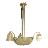 Art Deco frosted glass chandelier by the Muller brothers