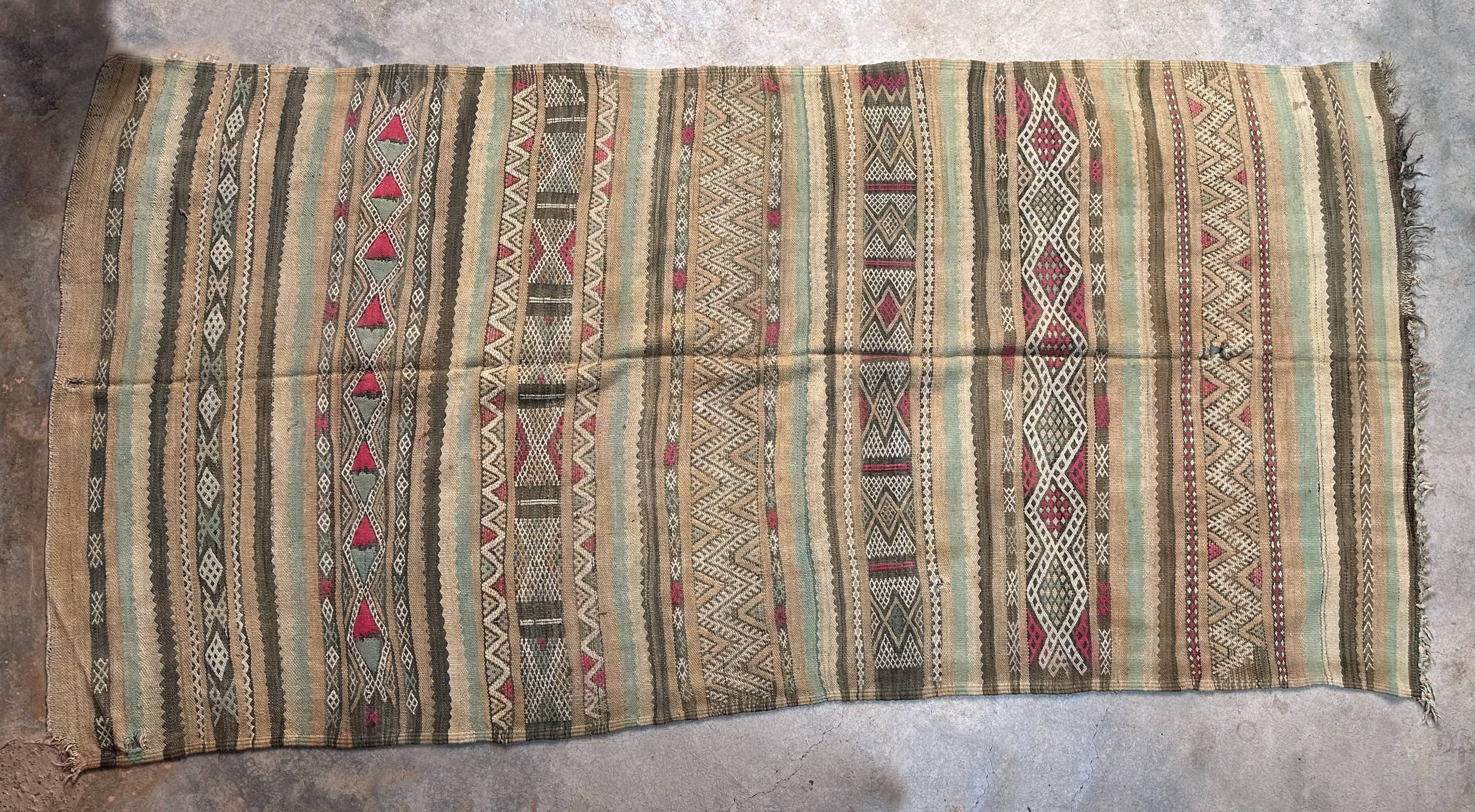 Moroccan kilim zayan rug - 340 x 167 cm
