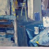 Atelier d'artiste. Lithographie originale signée au crayon